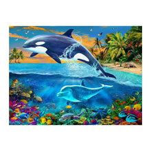 Load image into Gallery viewer, Dolphin 25x30cm(canvas) partial round drill diamond painting
