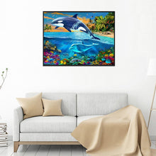 Load image into Gallery viewer, Dolphin 25x30cm(canvas) partial round drill diamond painting
