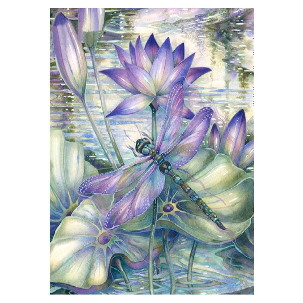 Dragonfly Lotus Flower 30x40cm(canvas) full round drill diamond painting