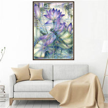 Load image into Gallery viewer, Dragonfly Lotus Flower 30x40cm(canvas) full round drill diamond painting
