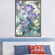 Load image into Gallery viewer, Dragonfly Lotus Flower 30x40cm(canvas) full round drill diamond painting
