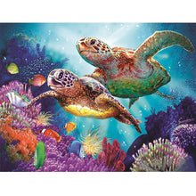 Load image into Gallery viewer, Turtles Sea 40x30cm(canvas) partial round drill diamond painting

