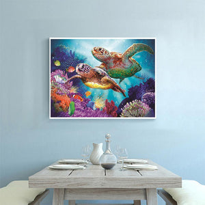 Turtles Sea 40x30cm(canvas) partial round drill diamond painting