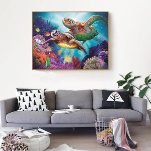 Turtles Sea 40x30cm(canvas) partial round drill diamond painting