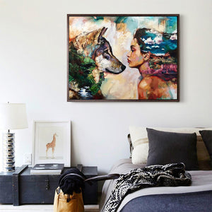 Beauty Wolf 40x30cm(canvas) full round drill diamond painting