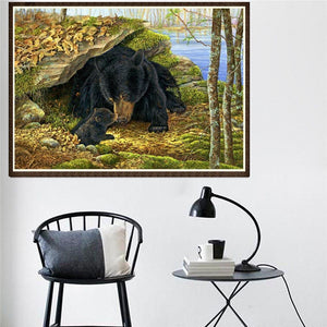 bear 40x30cm(canvas) partial round drill diamond painting