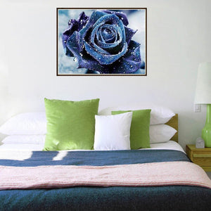Blue Rose 25x20cm(canvas) partial round drill diamond painting