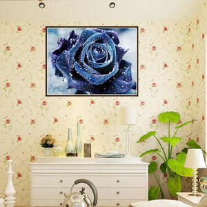 Blue Rose 25x20cm(canvas) partial round drill diamond painting