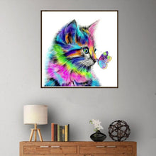 Load image into Gallery viewer, Cat Butterfly 30x30cm(canvas) full round drill diamond painting
