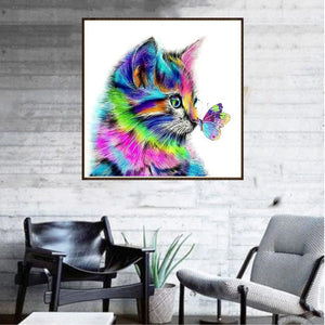 Cat Butterfly 30x30cm(canvas) full round drill diamond painting