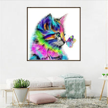 Load image into Gallery viewer, Cat Butterfly 30x30cm(canvas) full round drill diamond painting
