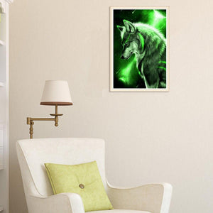 Wolf 20x25cm(canvas) partial round drill diamond painting