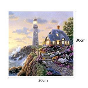 House 30x30cm(canvas) partial round drill diamond painting
