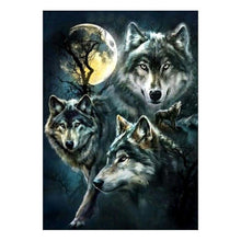 Load image into Gallery viewer, Night Wolf 30x40cm(canvas) partial round drill diamond painting
