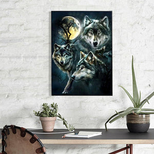 Night Wolf 30x40cm(canvas) partial round drill diamond painting