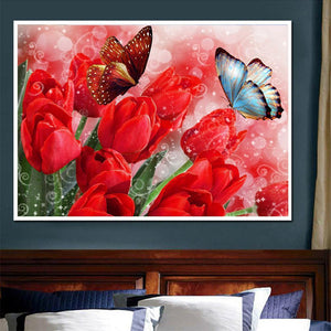 Tulip Butterfly 30x40cm(canvas) full round drill diamond painting