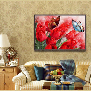 Tulip Butterfly 30x40cm(canvas) full round drill diamond painting