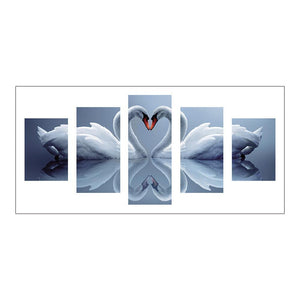 Swan 5-pictures 95x45cm(canvas) full round drill diamond painting