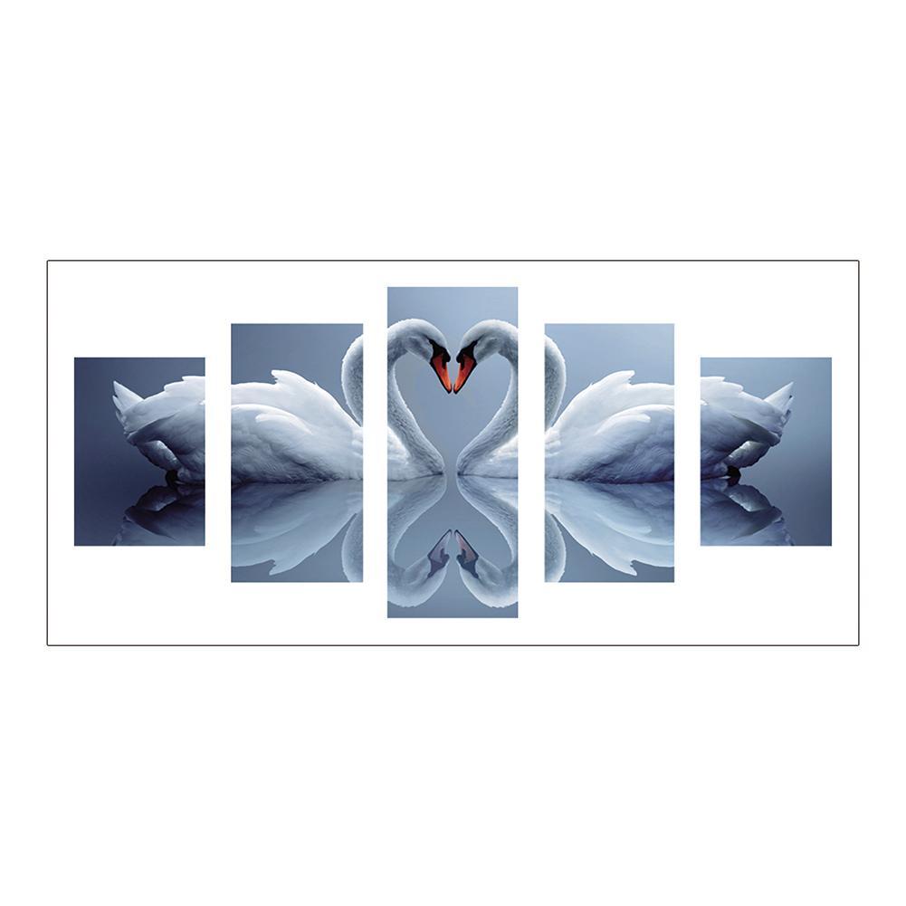 Swan 5-pictures 95x45cm(canvas) full round drill diamond painting