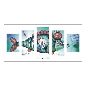 Fish 5-pictures 95x45cm(canvas) full round drill diamond painting