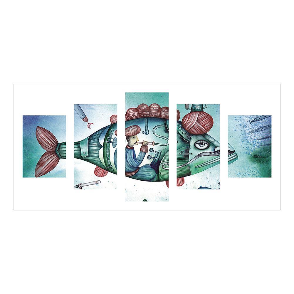 Fish 5-pictures 95x45cm(canvas) full round drill diamond painting