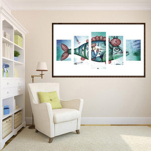 Fish 5-pictures 95x45cm(canvas) full round drill diamond painting