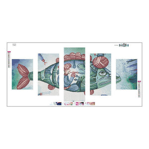 Fish 5-pictures 95x45cm(canvas) full round drill diamond painting