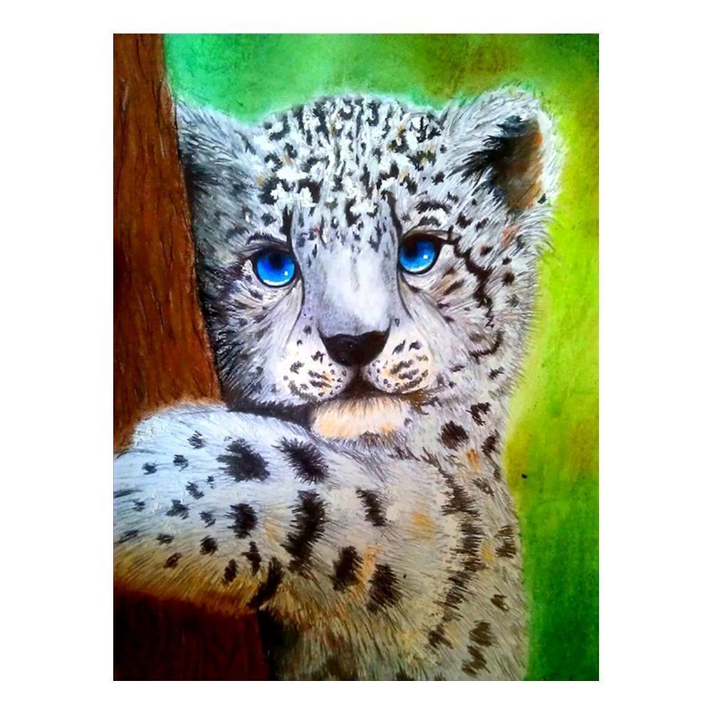 Tiger Hug Tree 30x38cm(canvas) partial round drill diamond painting
