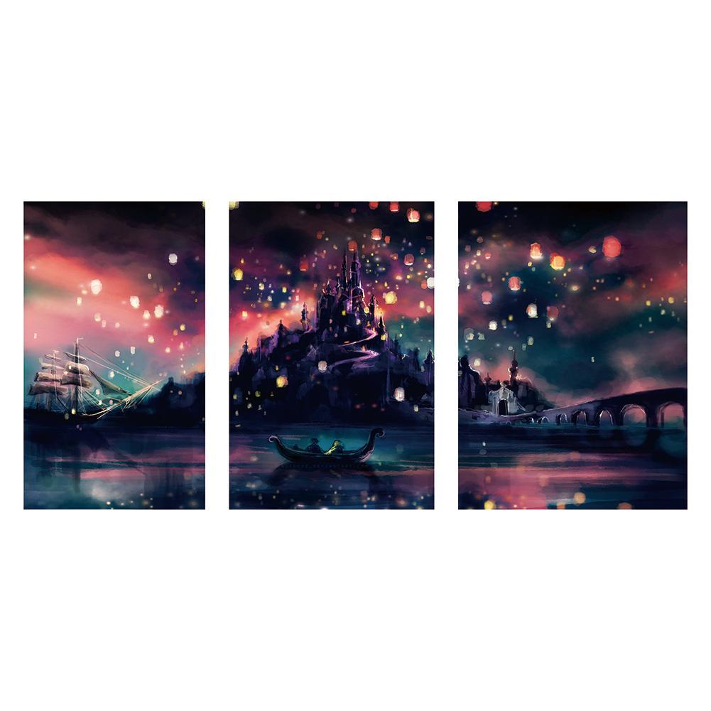 Night Ship 3 Pictures 90x45cm(canvas) full round drill diamond painting