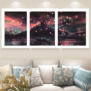 Night Ship 3 Pictures 90x45cm(canvas) full round drill diamond painting