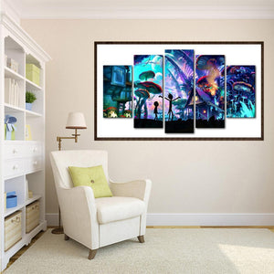 Underwater World 5-pictures 95x45cm(canvas) full round drill diamond painting
