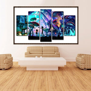 Underwater World 5-pictures 95x45cm(canvas) full round drill diamond painting