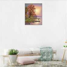 Load image into Gallery viewer, Riverside Tree 30x25cm(canvas) full round drill diamond painting
