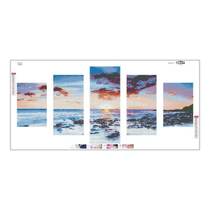 Sunset 5-pictures 95x45cm(canvas) full round drill diamond painting