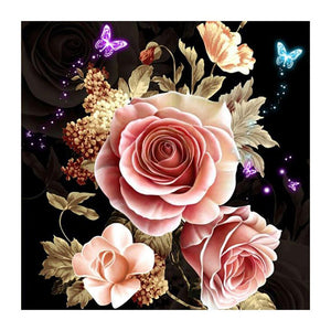 Butterfly Flowers 30x30cm(canvas) partial round drill diamond painting