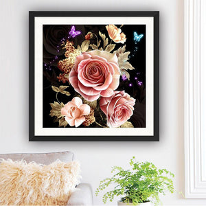 Butterfly Flowers 30x30cm(canvas) partial round drill diamond painting