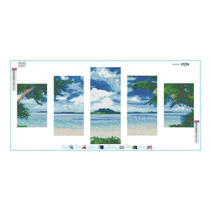 Seaside 5-pictures 95x45cm(canvas) full round drill diamond painting