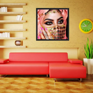 Ethnic Beauty 30x30cm(canvas) partial round drill diamond painting