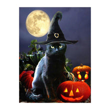 Load image into Gallery viewer, Halloween Black Cat 30x40cm(canvas) full round drill diamond painting
