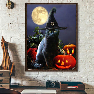 Halloween Black Cat 30x40cm(canvas) full round drill diamond painting