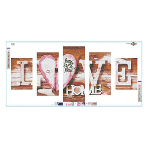 LOVE 5-pictures 95x45cm(canvas) full round drill diamond painting