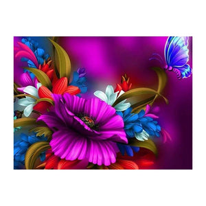 Flower Butterfly 40x30cm(canvas) partial round drill diamond painting