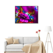 Load image into Gallery viewer, Flower Butterfly 40x30cm(canvas) partial round drill diamond painting
