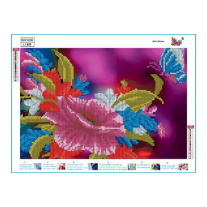 Flower Butterfly 40x30cm(canvas) partial round drill diamond painting