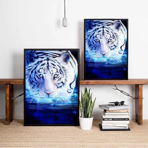 Cool Tiger 30x40cm(canvas) partial round drill diamond painting