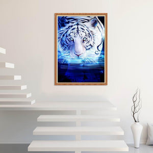 Cool Tiger 30x40cm(canvas) partial round drill diamond painting