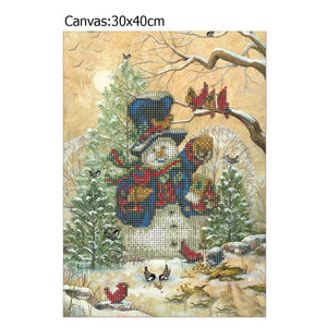 Christmas Snowman 30x40cm(canvas) partial round drill diamond painting
