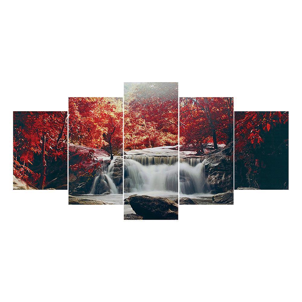 Landscape 5-pictures 95x45cm(canvas) full round drill diamond painting