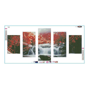 Landscape 5-pictures 95x45cm(canvas) full round drill diamond painting