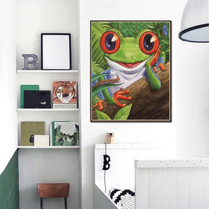 Cartoon Smile Frog 30x25cm(canvas) partial round drill diamond painting